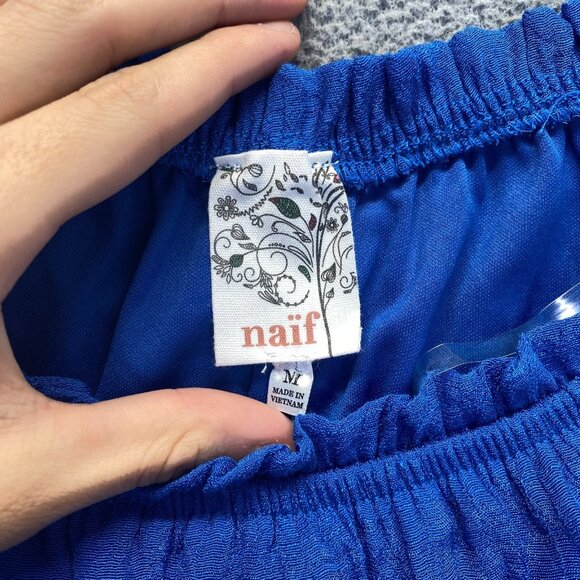 Anthropologie NAÏF Rayon Blend Shift Dress Lined Boat Neck Raglan Sleeve Blue M - Picture 3 of 12